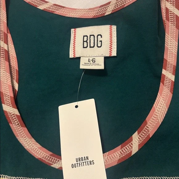 BDG Ace Spliced Graphic Pleated Peplum Tank Top SZ L Urban Outfitters Casual NWT - Picture 4 of 12